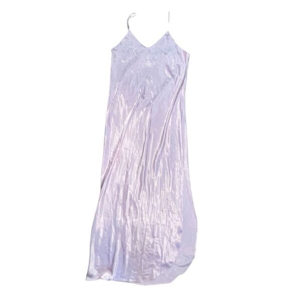 Vintage 90s Jo Intimates Womens Medium Pink Satin Maxi Slip‎ Dress Slit Lingerie - Picture 1 of 7